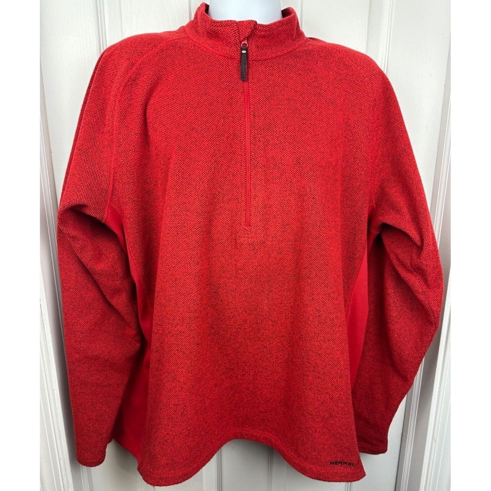 Merrell Quarter Zip Sweater Mens XXL Red Outdoors Hiking Base Layer Polyester